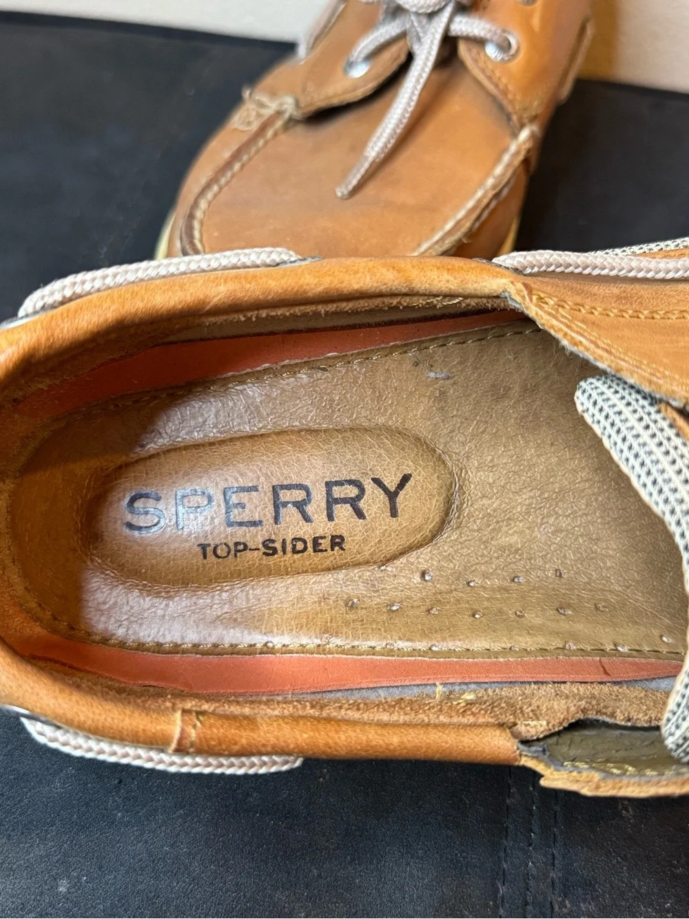 Sperry Tan Leather Lace-Up Boat Shoes